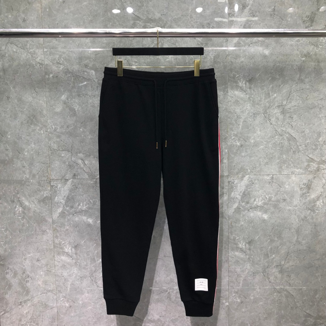 THOM BROWNE 单边织带松紧腰卫裤 休闲裤 裤子 灰色 藏青色 黑色