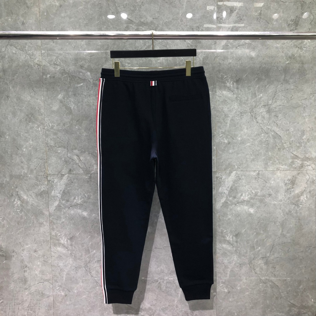 THOM BROWNE 单边织带松紧腰卫裤 休闲裤 裤子 灰色 藏青色 黑色