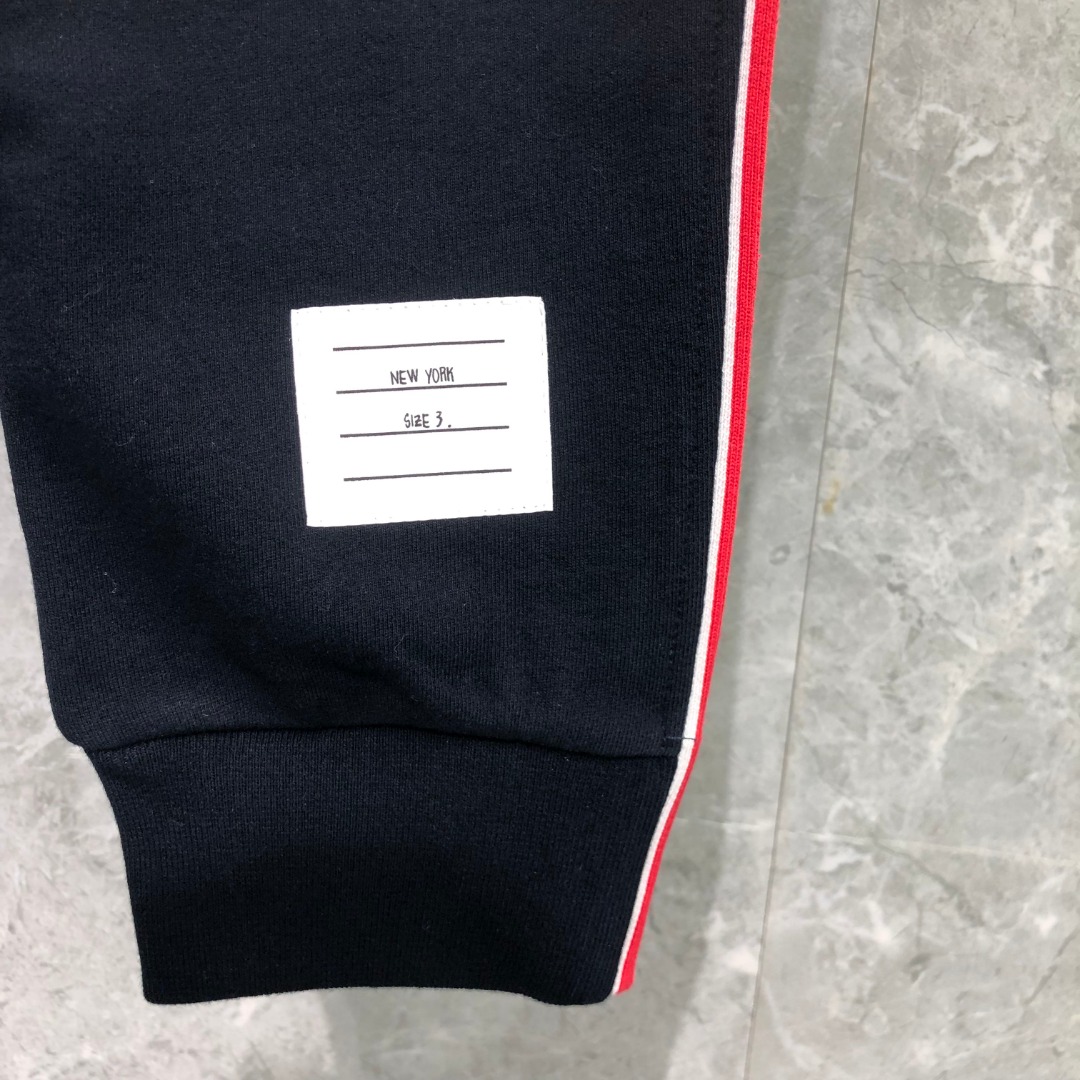 THOM BROWNE 单边织带松紧腰卫裤 休闲裤 裤子 灰色 藏青色 黑色