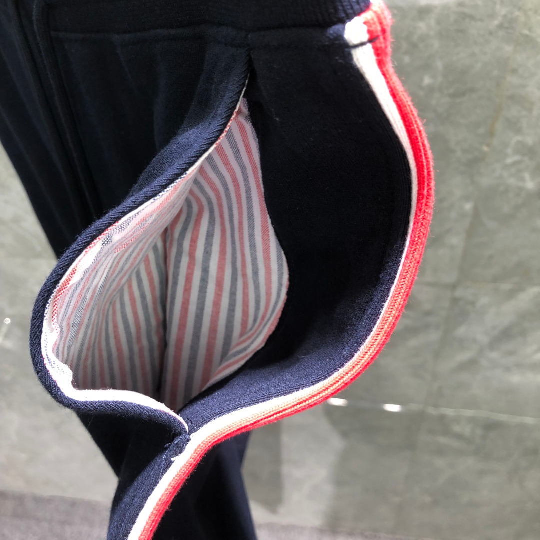 THOM BROWNE 单边织带松紧腰卫裤 休闲裤 裤子 灰色 藏青色 黑色