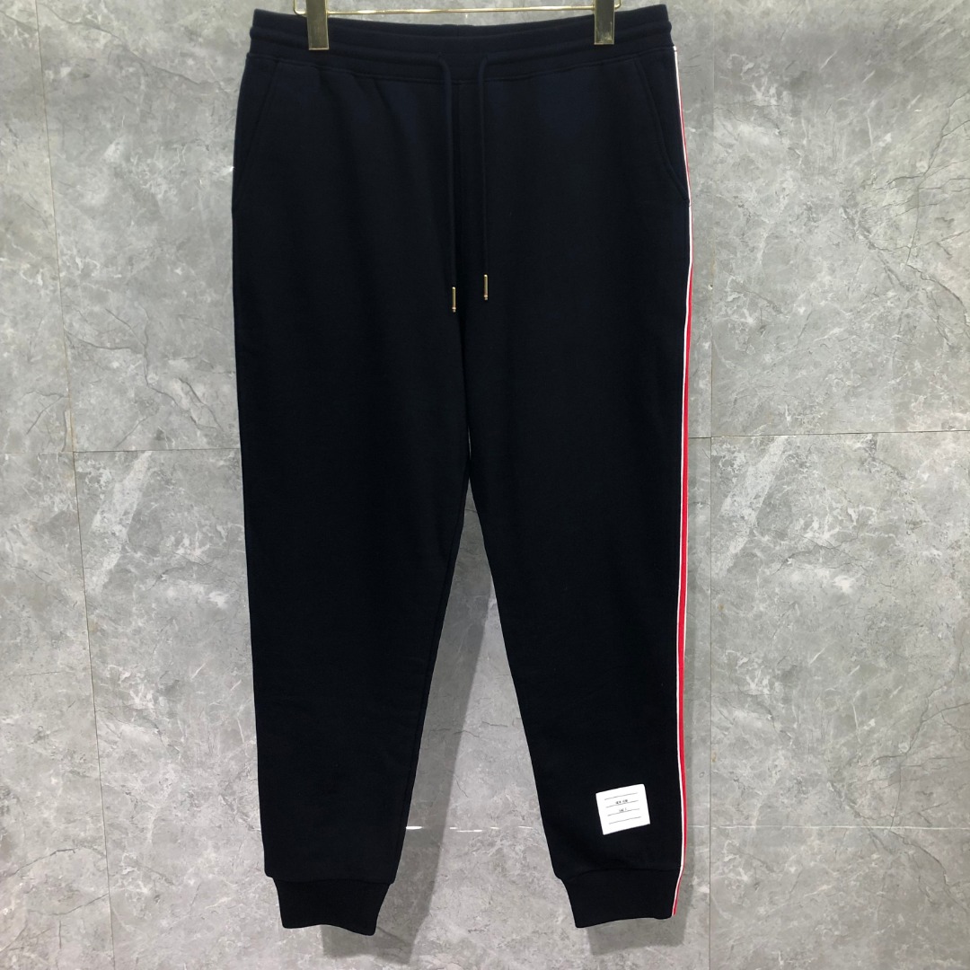 THOM BROWNE 单边织带松紧腰卫裤 休闲裤 裤子 灰色 藏青色 黑色