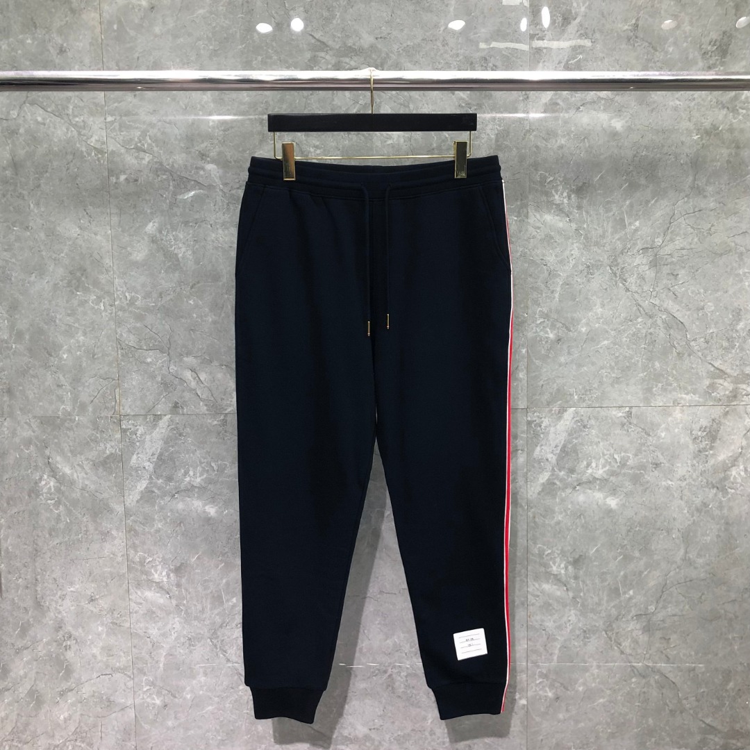 THOM BROWNE 单边织带松紧腰卫裤 休闲裤 裤子 灰色 藏青色 黑色