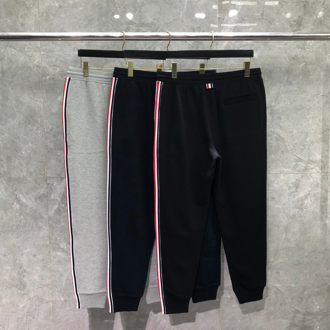 THOM BROWNE 单边织带松紧腰卫裤 休闲裤 裤子 灰色 藏青色 黑色