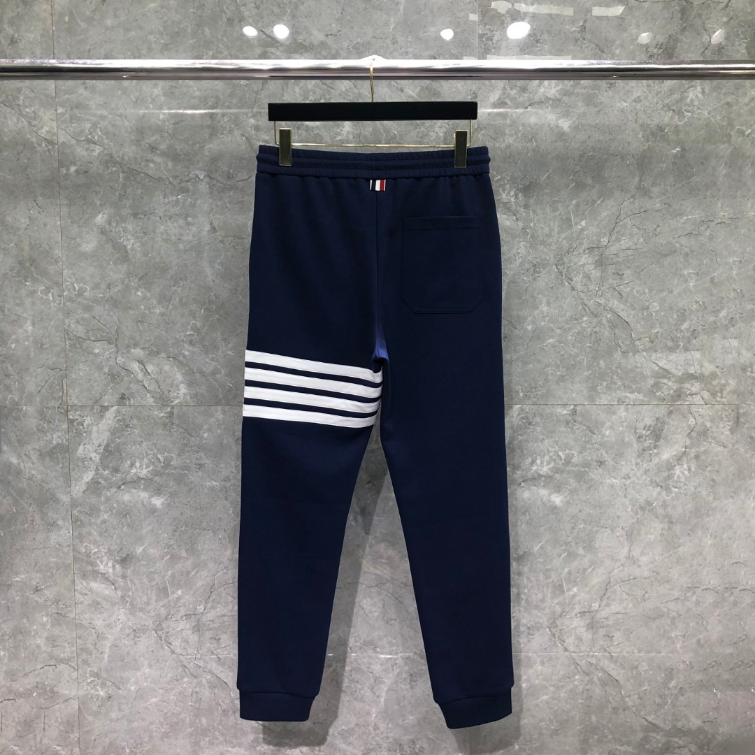 THOM BROWNE 白色四杠小狗印花松紧腰卫裤 休闲裤 裤子 天蓝色 灰色 杏色 卡其色 黄色 湖水蓝 军绿色 深蓝色