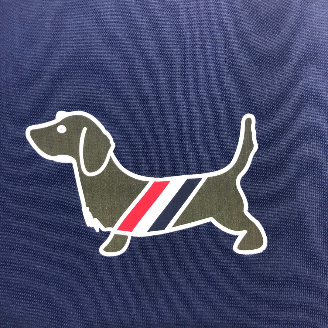 THOM BROWNE 白色四杠小狗印花松紧腰卫裤 休闲裤 裤子 天蓝色 灰色 杏色 卡其色 黄色 湖水蓝 军绿色 深蓝色