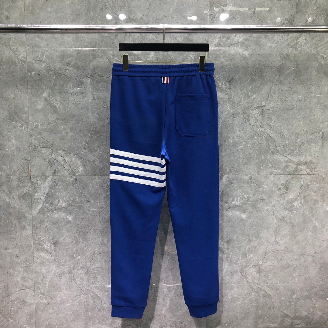 THOM BROWNE 白色四杠小狗印花松紧腰卫裤 休闲裤 裤子 天蓝色 灰色 杏色 卡其色 黄色 湖水蓝 军绿色 深蓝色