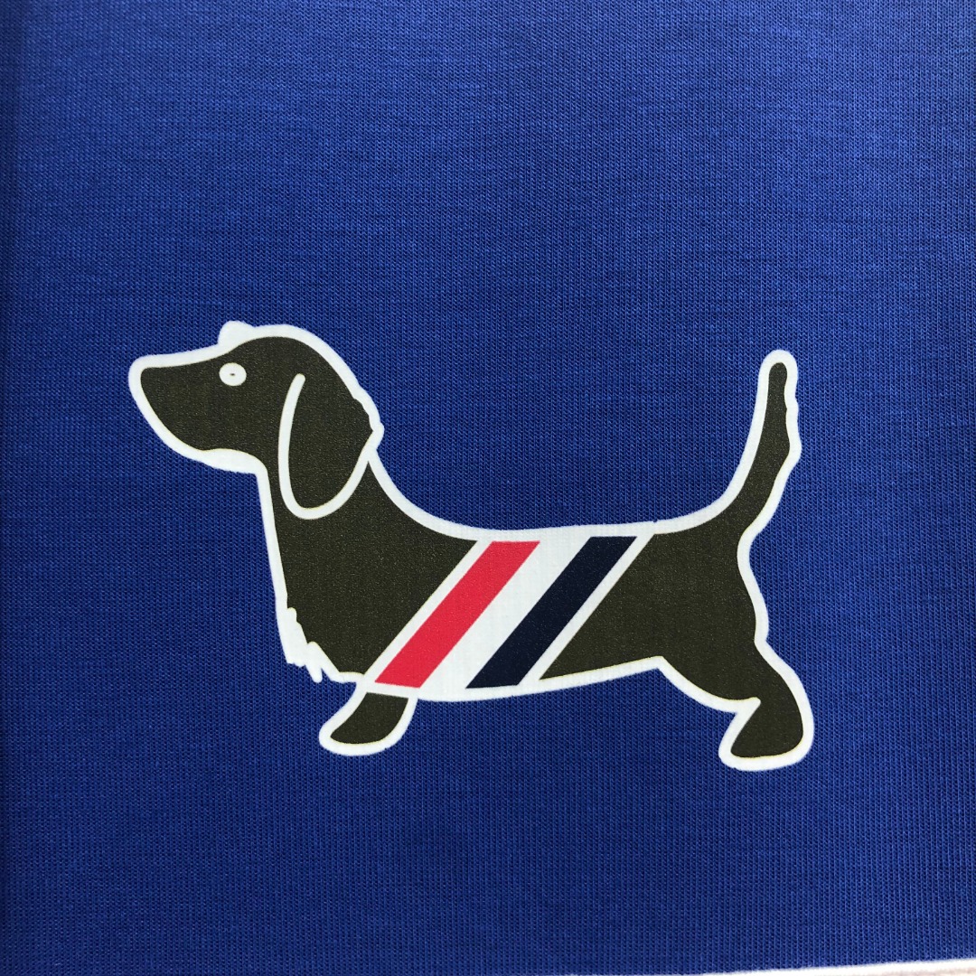 THOM BROWNE 白色四杠小狗印花松紧腰卫裤 休闲裤 裤子 天蓝色 灰色 杏色 卡其色 黄色 湖水蓝 军绿色 深蓝色