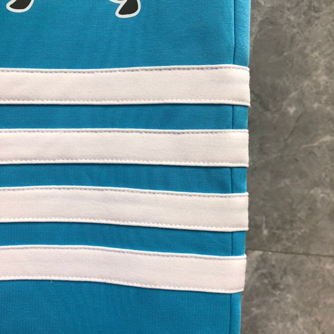 THOM BROWNE 白色四杠小狗印花松紧腰卫裤 休闲裤 裤子 天蓝色 灰色 杏色 卡其色 黄色 湖水蓝 军绿色 深蓝色