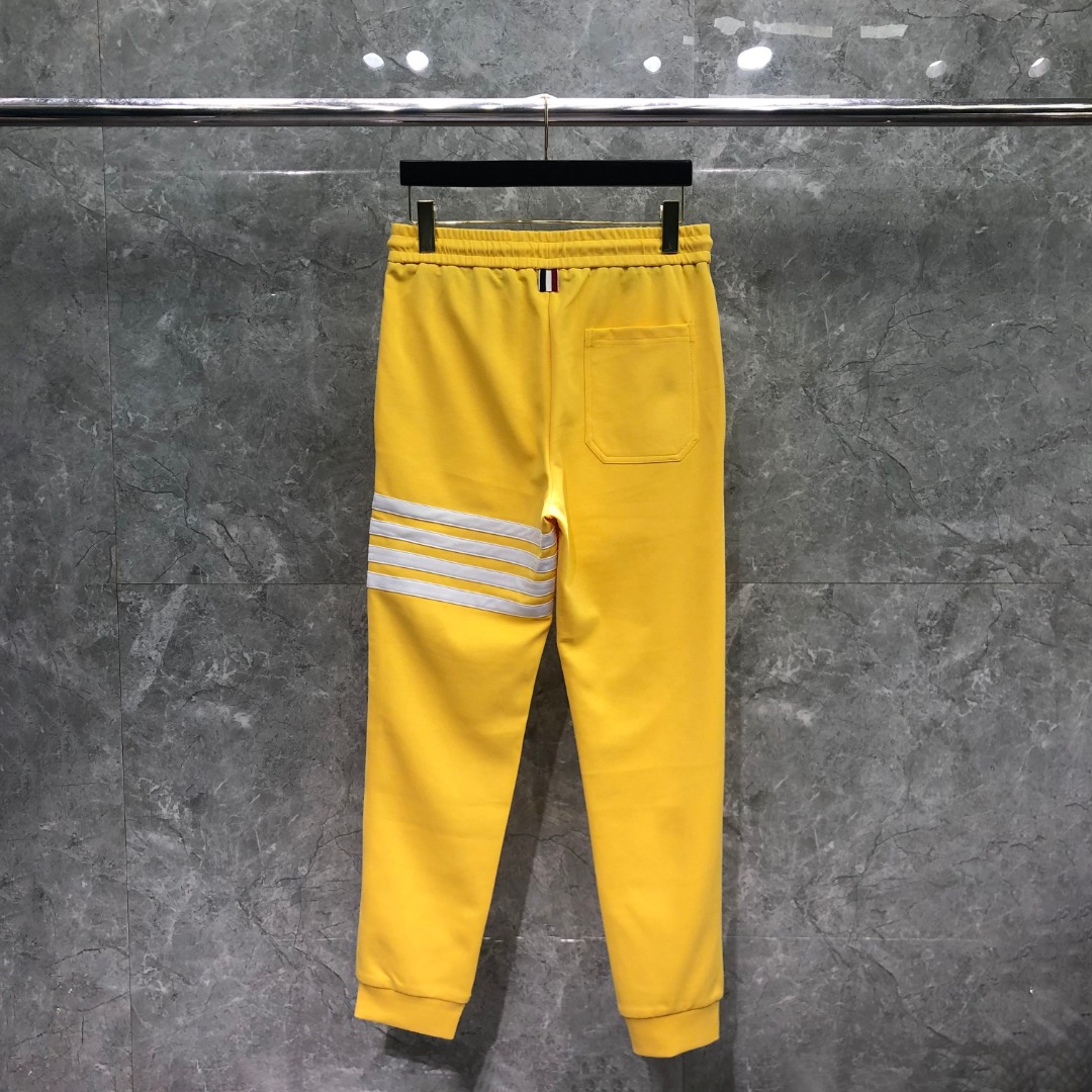 THOM BROWNE 白色四杠小狗印花松紧腰卫裤 休闲裤 裤子 天蓝色 灰色 杏色 卡其色 黄色 湖水蓝 军绿色 深蓝色