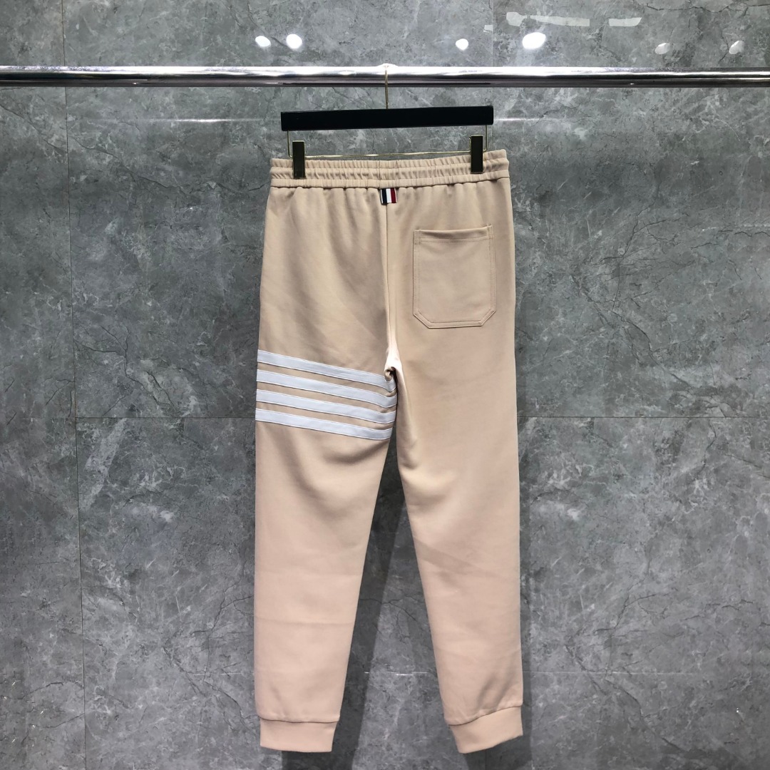 THOM BROWNE 白色四杠小狗印花松紧腰卫裤 休闲裤 裤子 天蓝色 灰色 杏色 卡其色 黄色 湖水蓝 军绿色 深蓝色