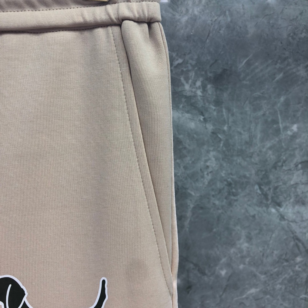 THOM BROWNE 白色四杠小狗印花松紧腰卫裤 休闲裤 裤子 天蓝色 灰色 杏色 卡其色 黄色 湖水蓝 军绿色 深蓝色