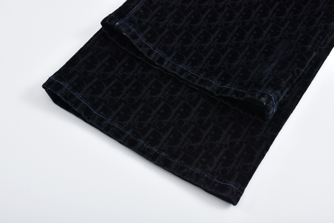 DIOR 迪奥 And Kaws 系列 蛇年限定植绒logo满印牛仔裤 长裤 裤子 蓝色 513D021B321X-C584