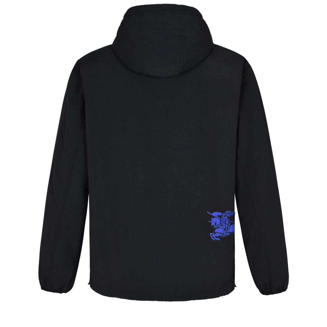 Burberry 巴宝莉 蓝色战马图案印花拉链连帽尼龙夹克 长袖 外套 黑色 80818861