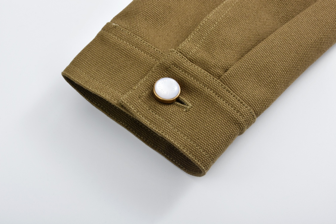 LOUIS VUITTON 路易威登 刺绣logo图案翻领西装外套 夹克 长袖 棕绿色 1AHEBG