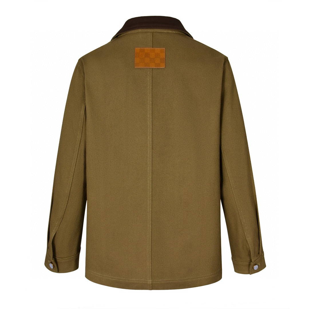 LOUIS VUITTON 路易威登 刺绣logo图案翻领西装外套 夹克 长袖 棕绿色 1AHEBG