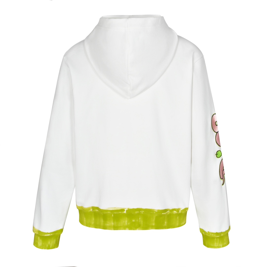 DIOR 迪奥 And Kaws 系列蛇年刺绣图案拉链连帽卫衣 外套 长袖 橙色 白色 513J201B0531-C383