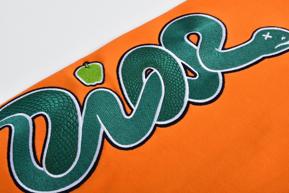 DIOR 迪奥 And Kaws 系列蛇年刺绣图案拉链连帽卫衣 外套 长袖 橙色 白色 513J201B0531-C383