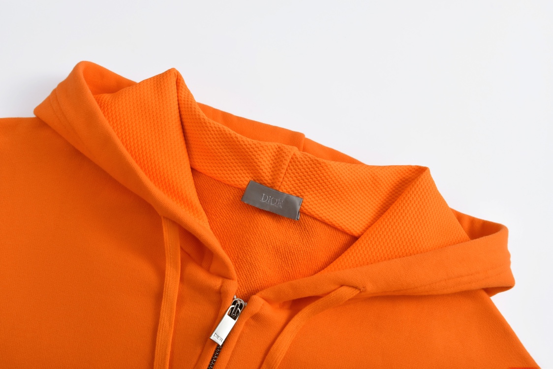 DIOR 迪奥 And Kaws 系列蛇年刺绣图案拉链连帽卫衣 外套 长袖 橙色 白色 513J201B0531-C383