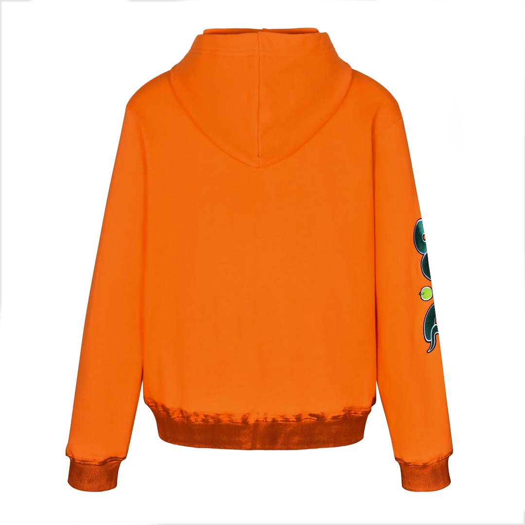 DIOR 迪奥 And Kaws 系列蛇年刺绣图案拉链连帽卫衣 外套 长袖 橙色 白色 513J201B0531-C383