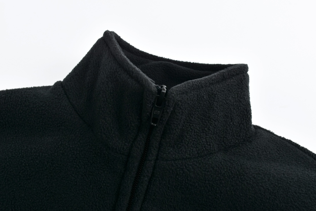 Balenciaga 巴黎世家 刺绣字母logo摇粒绒拉链立领夹克 长袖 外套 白色 黑色 818502TRVD41070