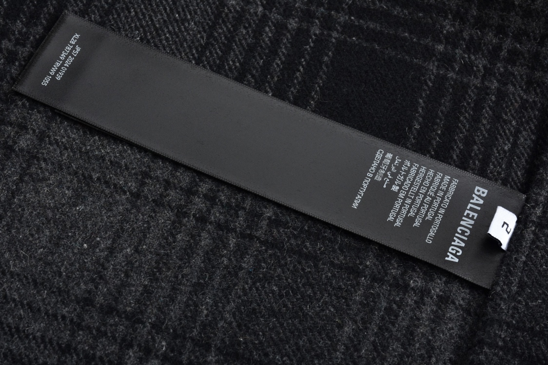 Balenciaga 巴黎世家 后背字母logo印花羊毛混纺格纹衬衫 长袖 外套 灰色 725377TRU171262