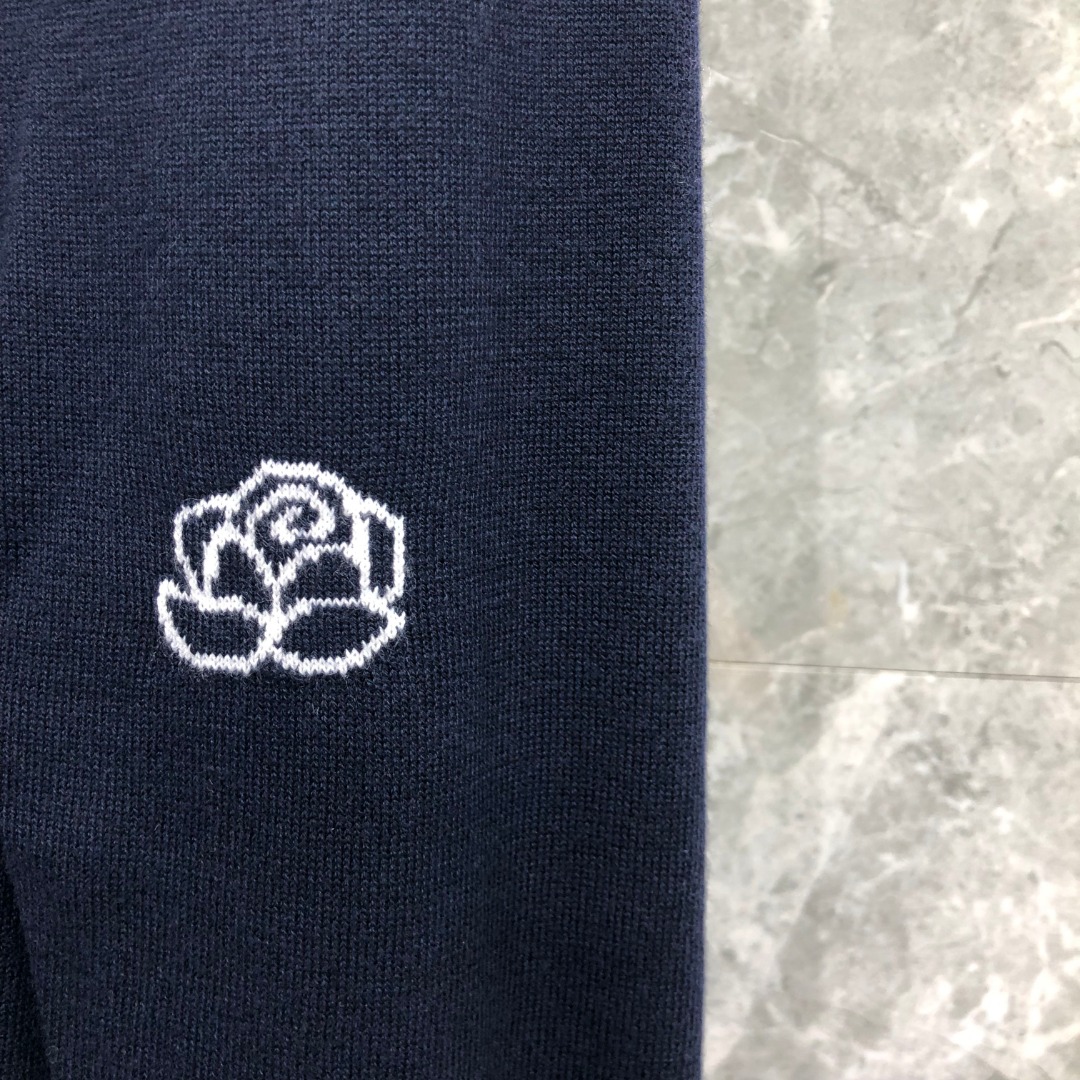 THOM BROWNE 玫瑰小鸟图案羊毛圆领毛衣 针织衫 长袖 藏青色