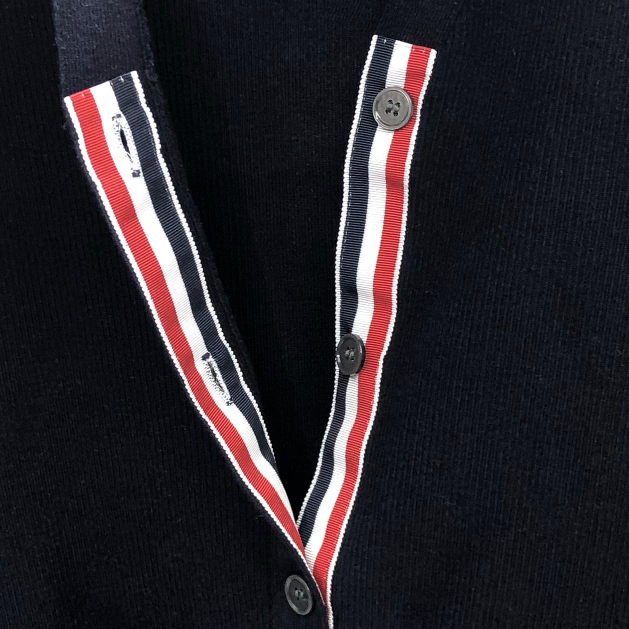 THOM BROWNE 领带V领针织衫 开衫 毛衣 长袖 灰色 藏青色