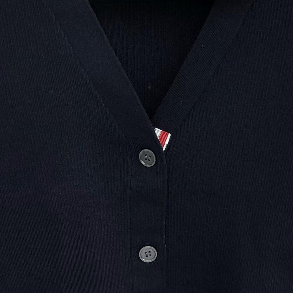 THOM BROWNE 领带V领针织衫 开衫 毛衣 长袖 灰色 藏青色