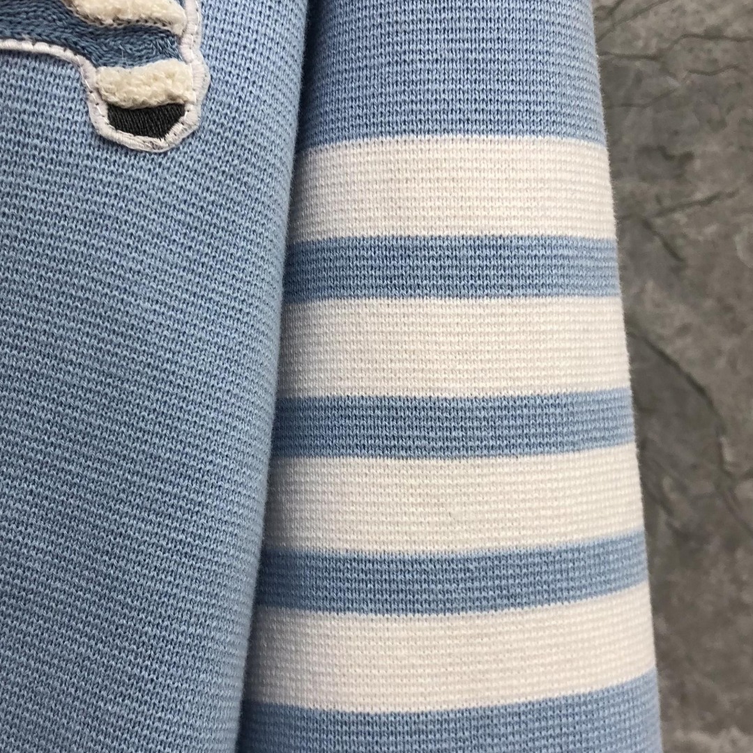 THOM BROWNE 舞狮小狗图案拼色V领针织衫 开衫 毛衣 外套 长袖 蓝色 