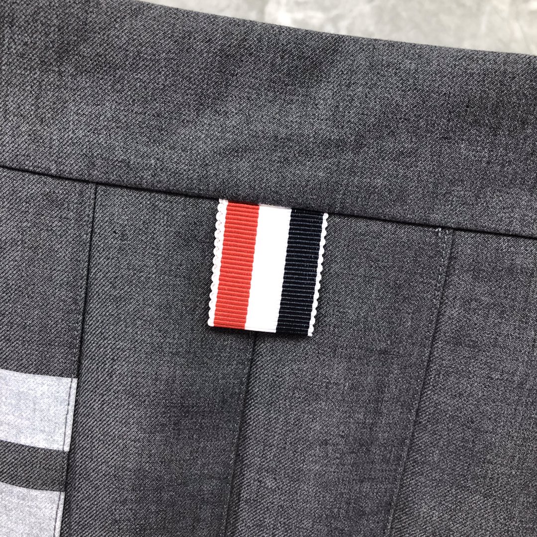 THOM BROWNE 经典四杠拉链百褶裙 短裙 裙子 女款 藏青色 灰色