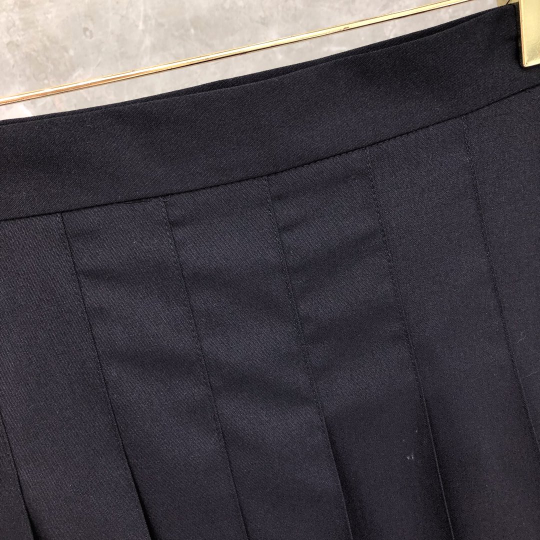 THOM BROWNE 纯色拉链百褶裙 短裙 裙子 女款 藏青色 灰色