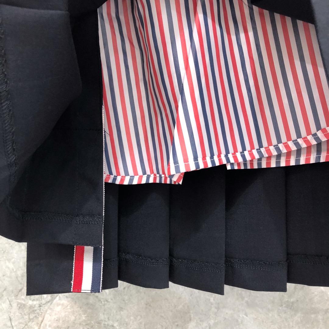 THOM BROWNE 纯色拉链百褶裙 短裙 裙子 女款 藏青色 灰色