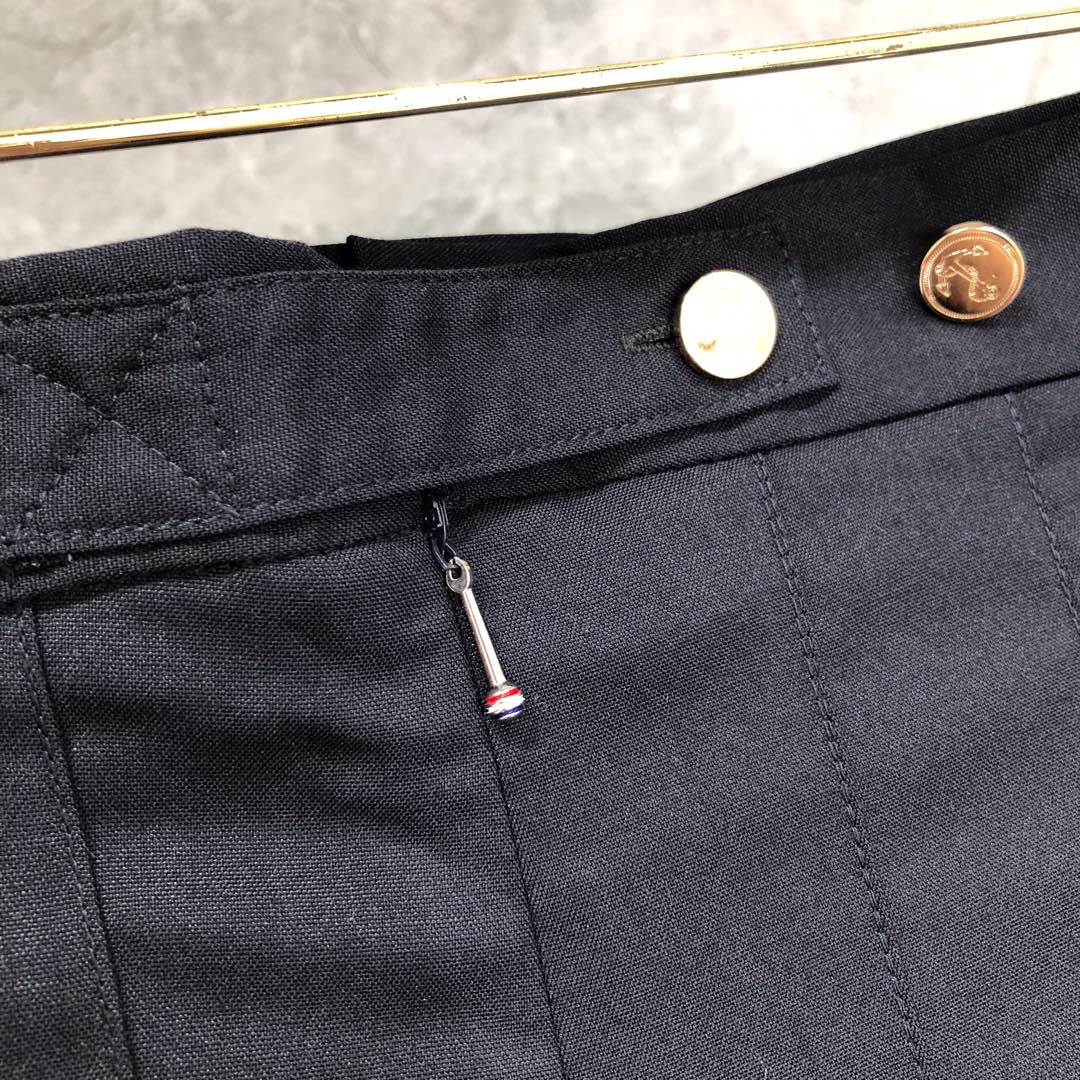 THOM BROWNE 纯色拉链百褶裙 短裙 裙子 女款 藏青色 灰色