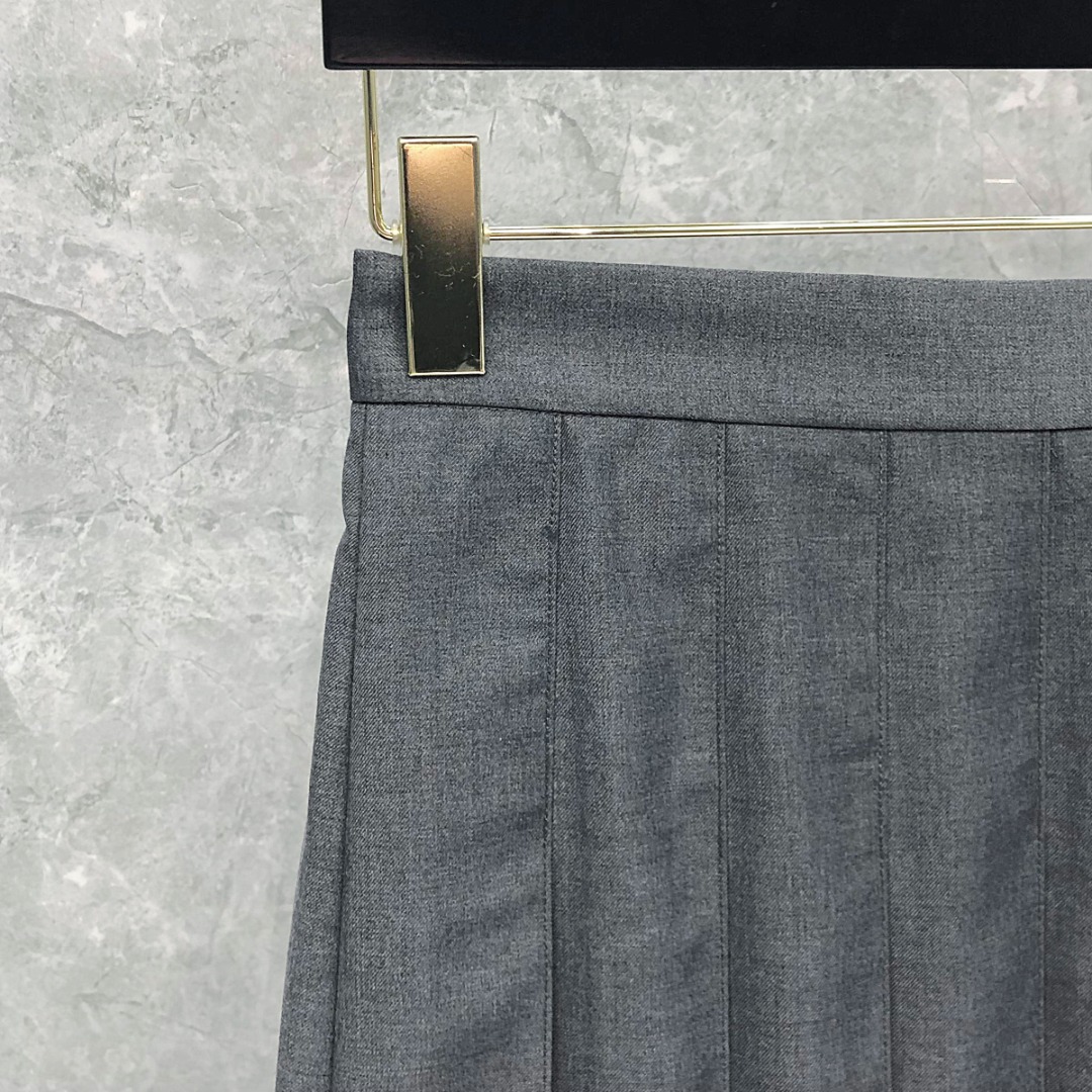 THOM BROWNE 纯色中长款百褶裙 中长裙 裙子 女款 藏青色 灰色