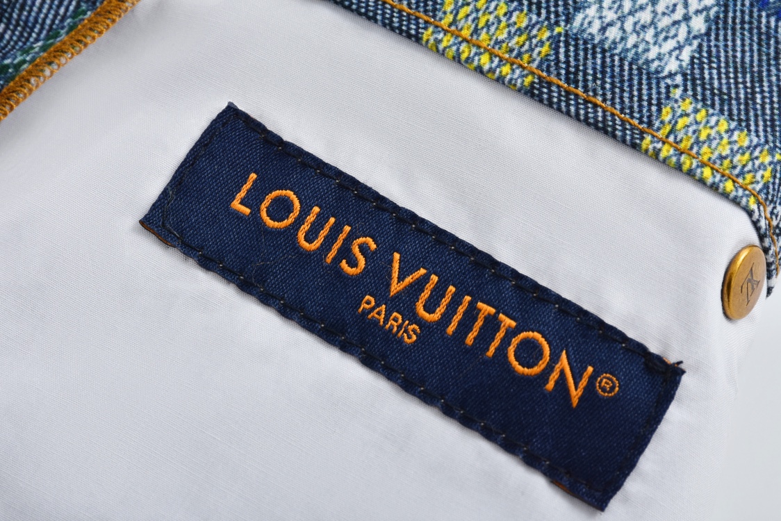 LOUIS VUITTON 路易威登 彩色格子马赛克牛仔短裤 休闲裤 裤子 1AHCS9