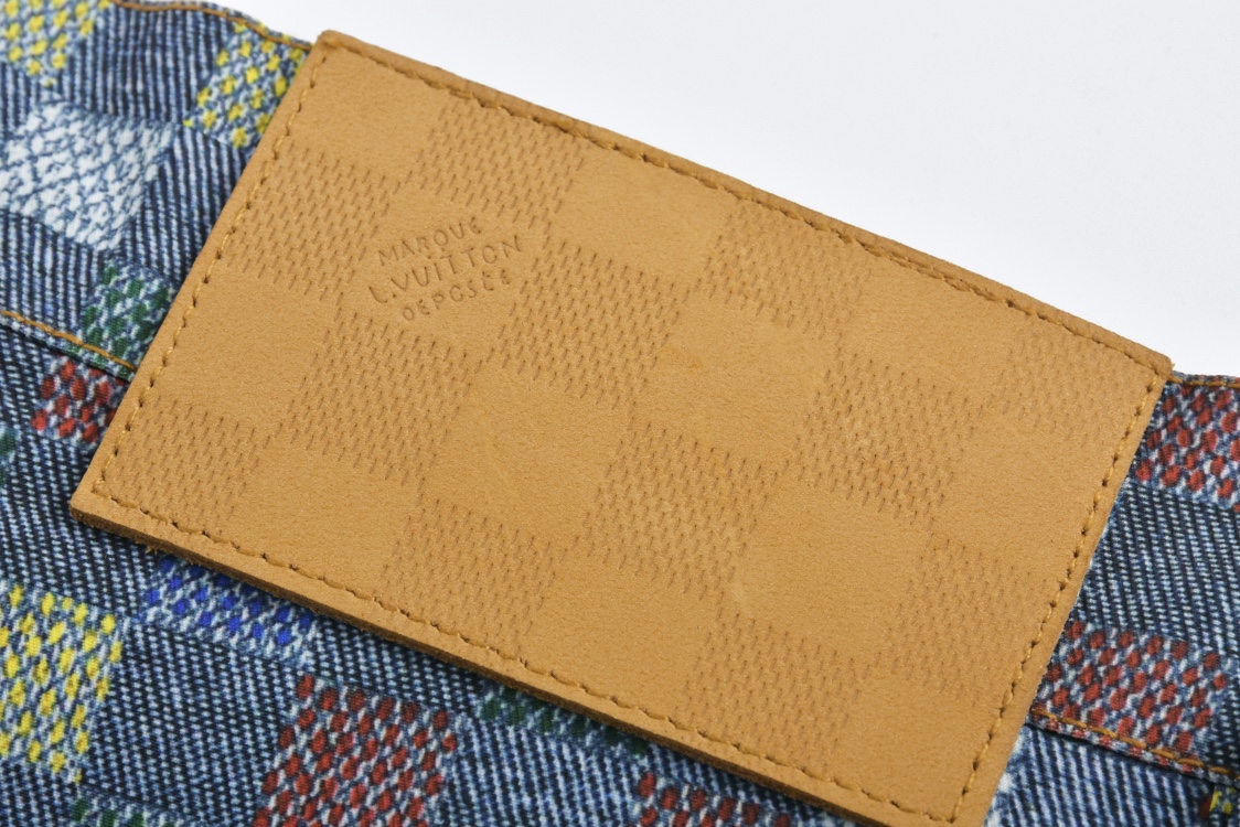 LOUIS VUITTON 路易威登 彩色格子马赛克牛仔短裤 休闲裤 裤子 1AHCS9