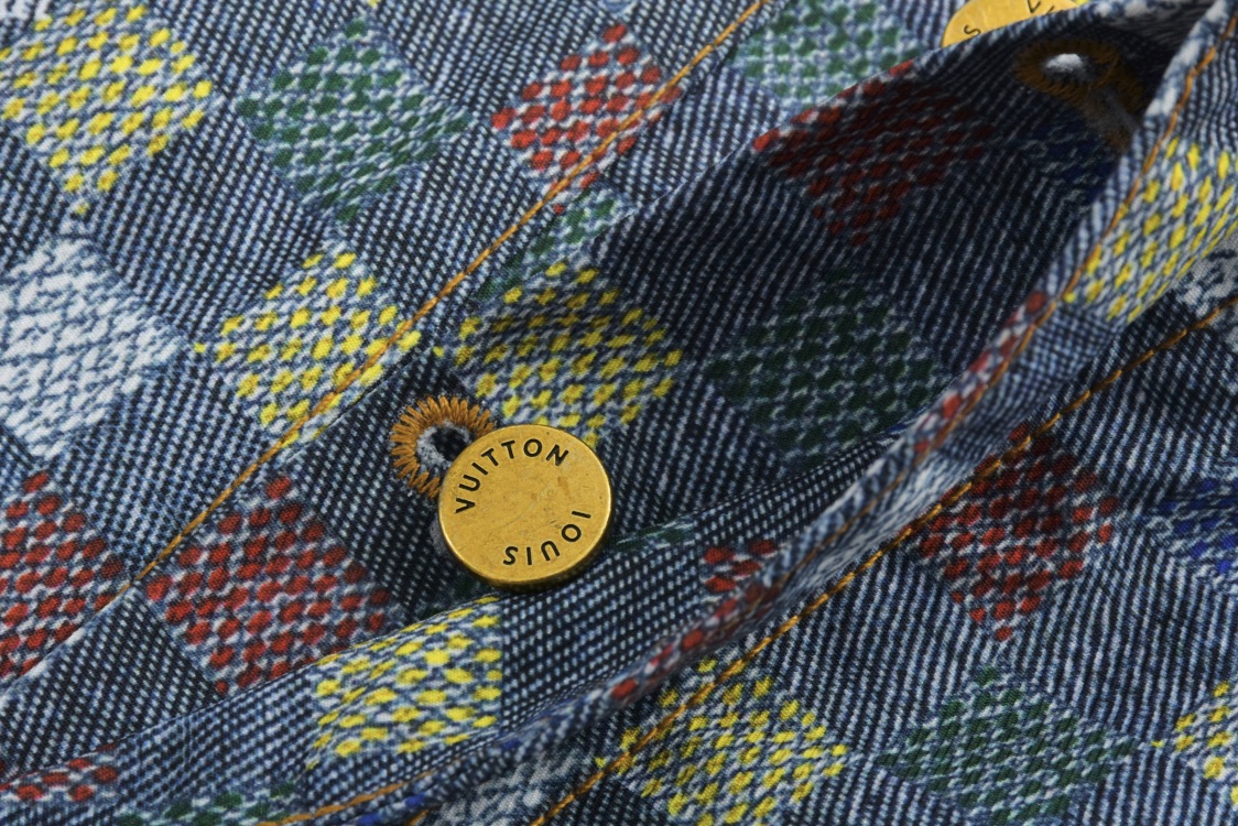 LOUIS VUITTON 路易威登 彩色格子马赛克牛仔短裤 休闲裤 裤子 1AHCS9