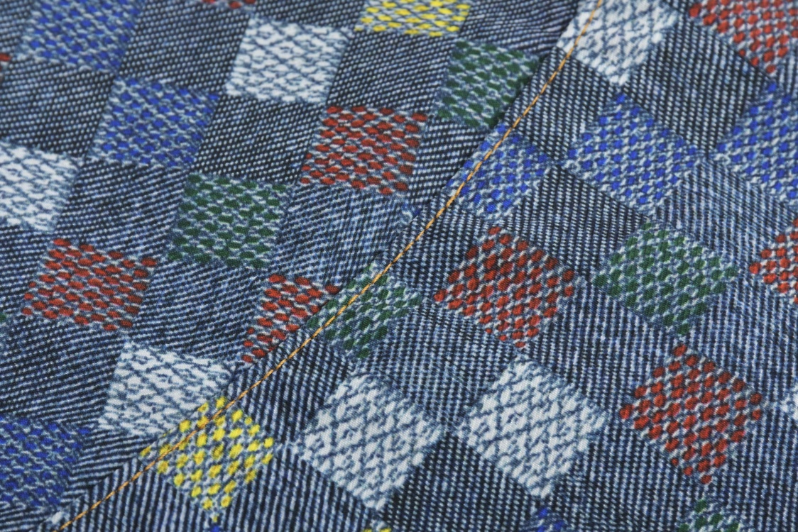 LOUIS VUITTON 路易威登 彩色格子马赛克牛仔衬衫 短袖 1AHCII