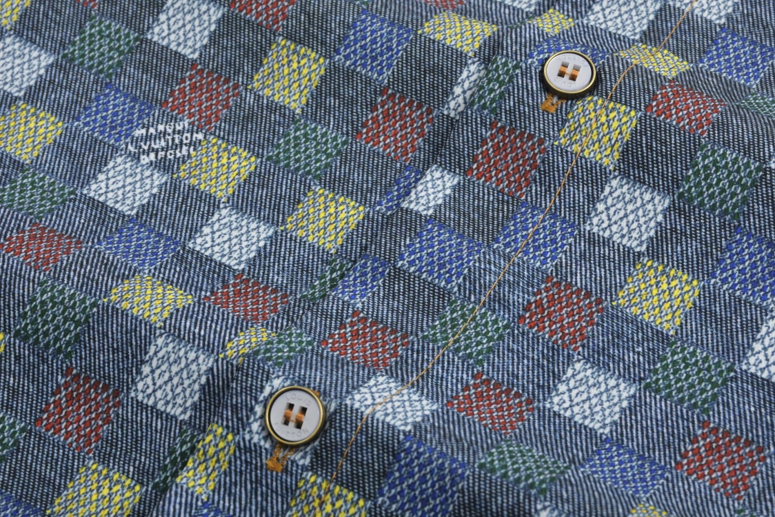 LOUIS VUITTON 路易威登 彩色格子马赛克牛仔衬衫 短袖 1AHCII