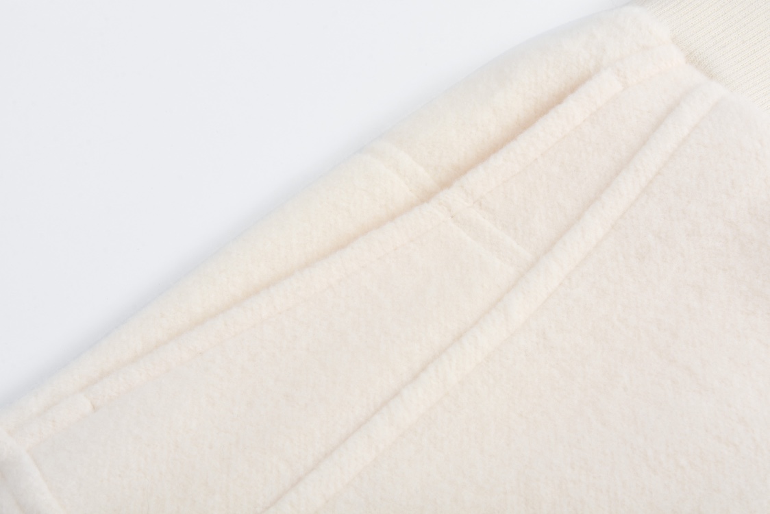 LOUIS VUITTON 路易威登 纯色刺绣字母logo图案羊毛松紧腰卫裤 运动裤 休闲裤 裤子 长裤 白色