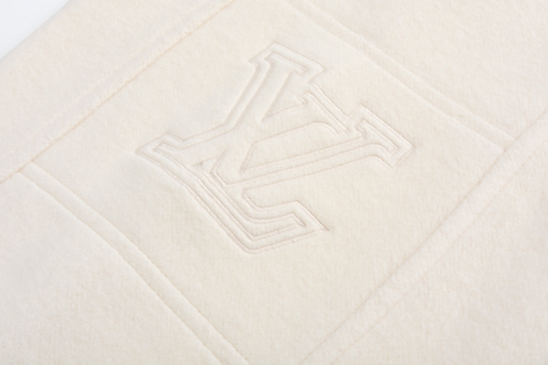 LOUIS VUITTON 路易威登 纯色刺绣字母logo图案羊毛松紧腰卫裤 运动裤 休闲裤 裤子 长裤 白色