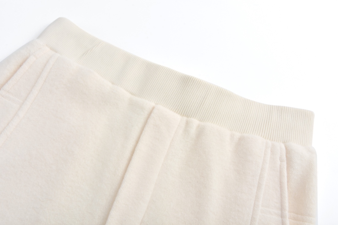 LOUIS VUITTON 路易威登 纯色刺绣字母logo图案羊毛松紧腰卫裤 运动裤 休闲裤 裤子 长裤 白色