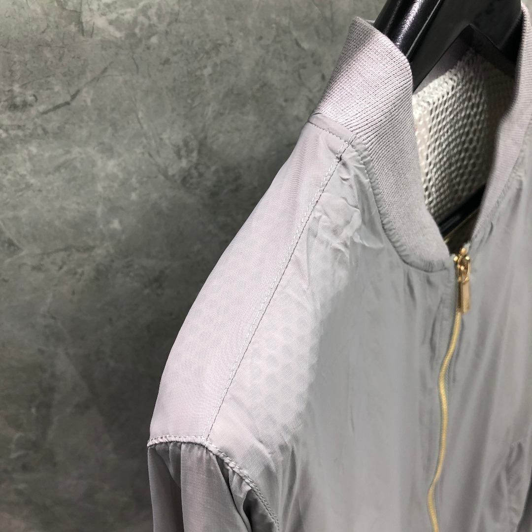 THOM BROWNE 后织带拉链棒球服夹克 外套 长袖 藏青色 灰色
