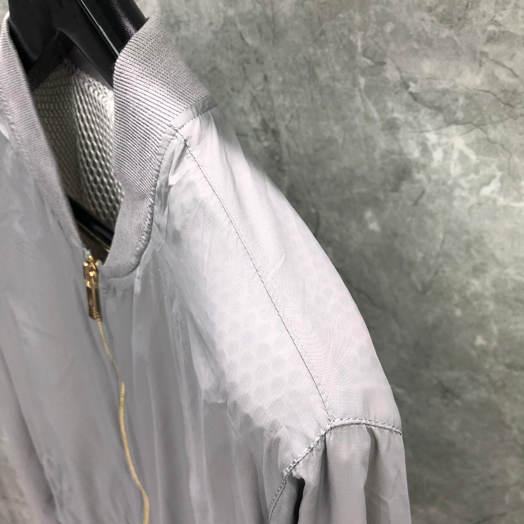 THOM BROWNE 后织带拉链棒球服夹克 外套 长袖 藏青色 灰色