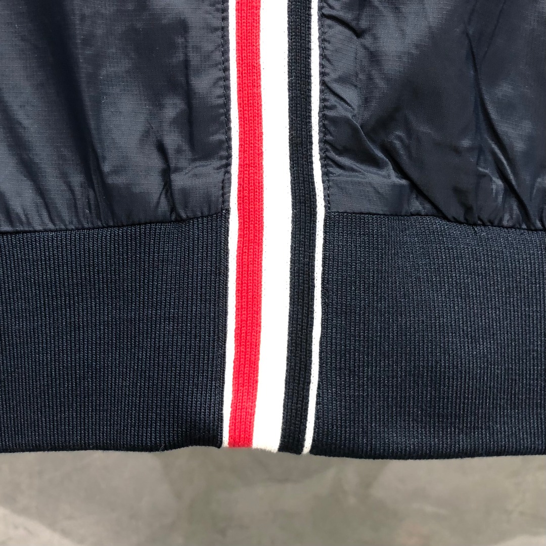 THOM BROWNE 后织带拉链棒球服夹克 外套 长袖 藏青色 灰色