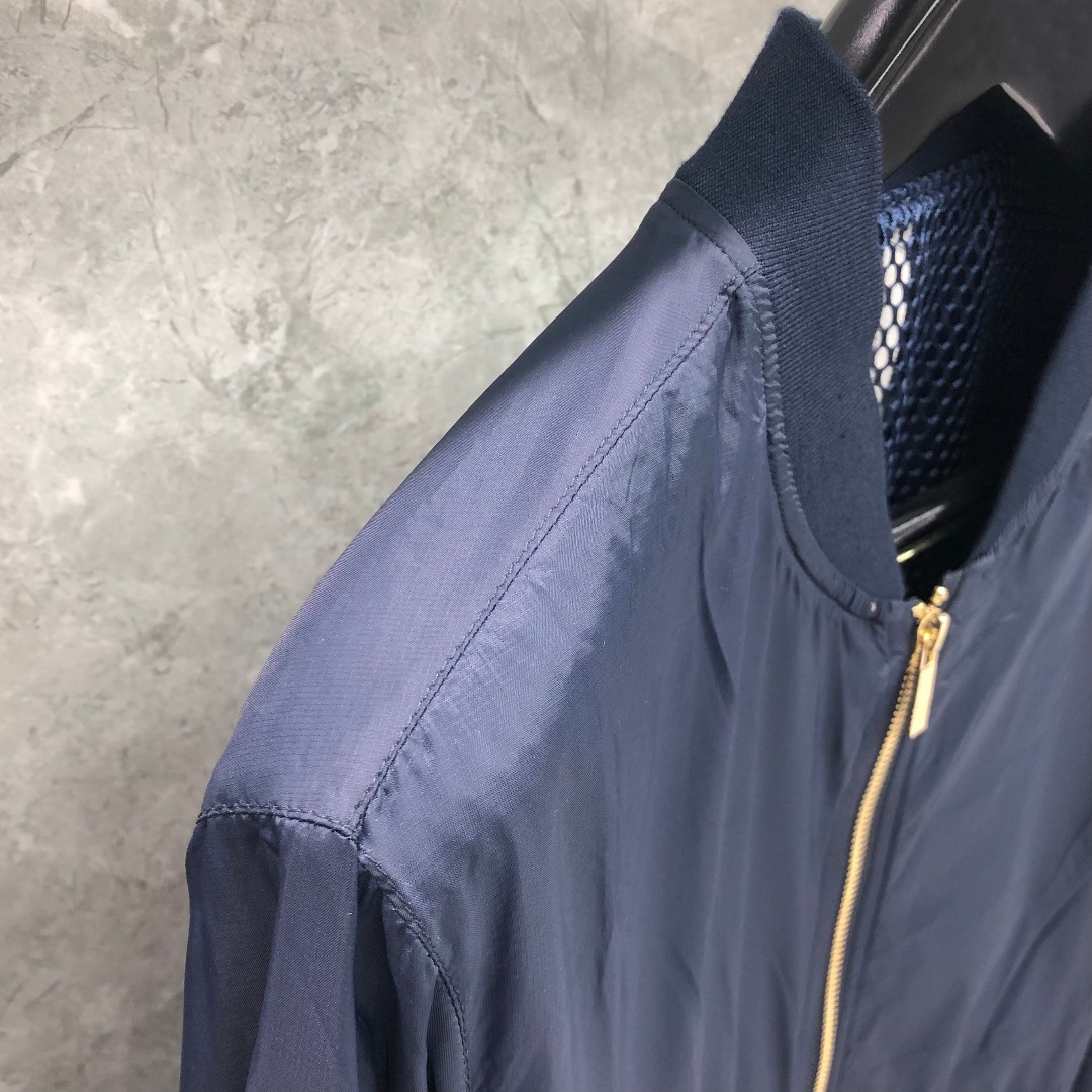 THOM BROWNE 后织带拉链棒球服夹克 外套 长袖 藏青色 灰色