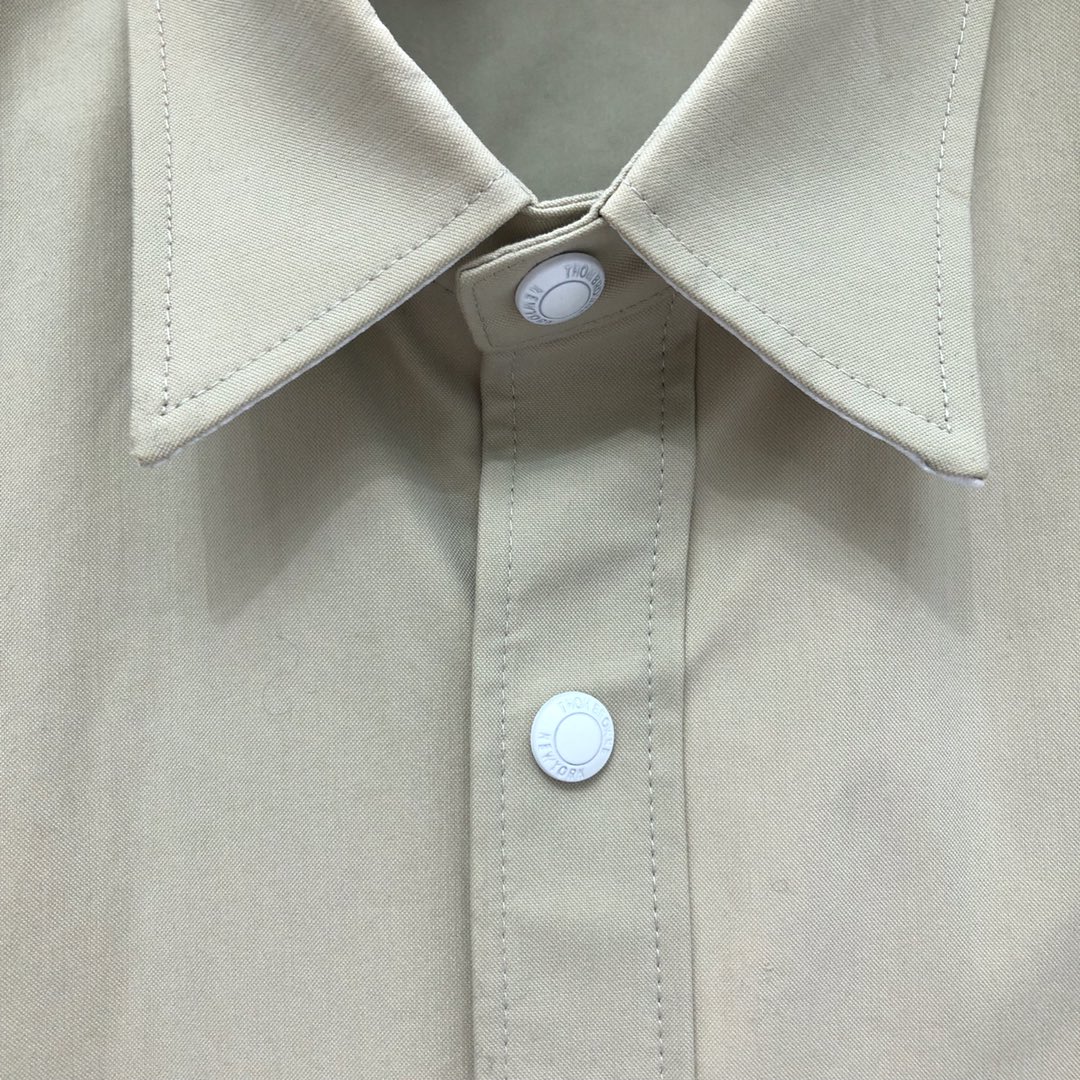 THOM BROWNE 双袖织带单排扣衬衫 外套 长袖 藏青色 卡其色