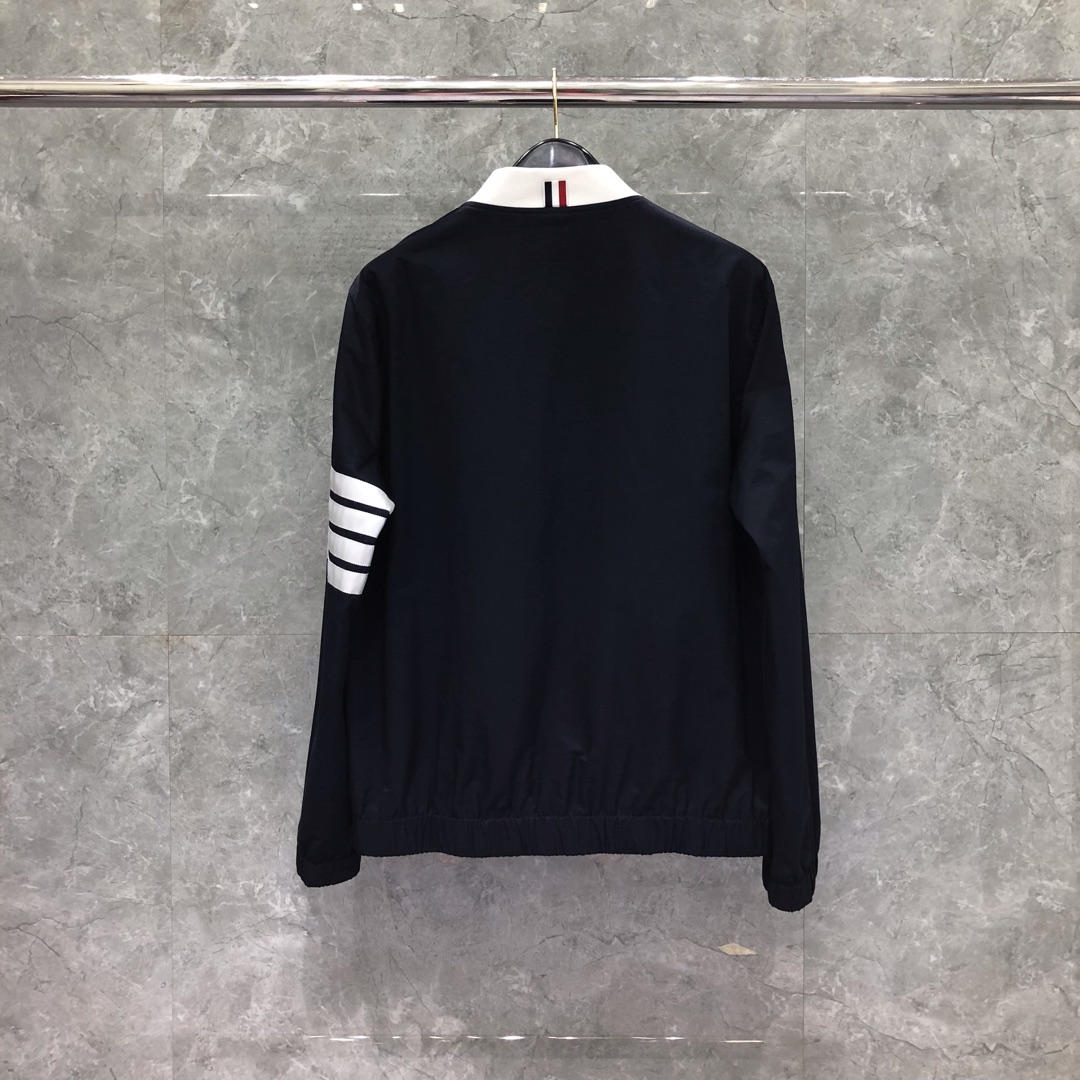 THOM BROWNE 经典四杠拉链棒球服夹克 外套 长袖 灰色 蓝色