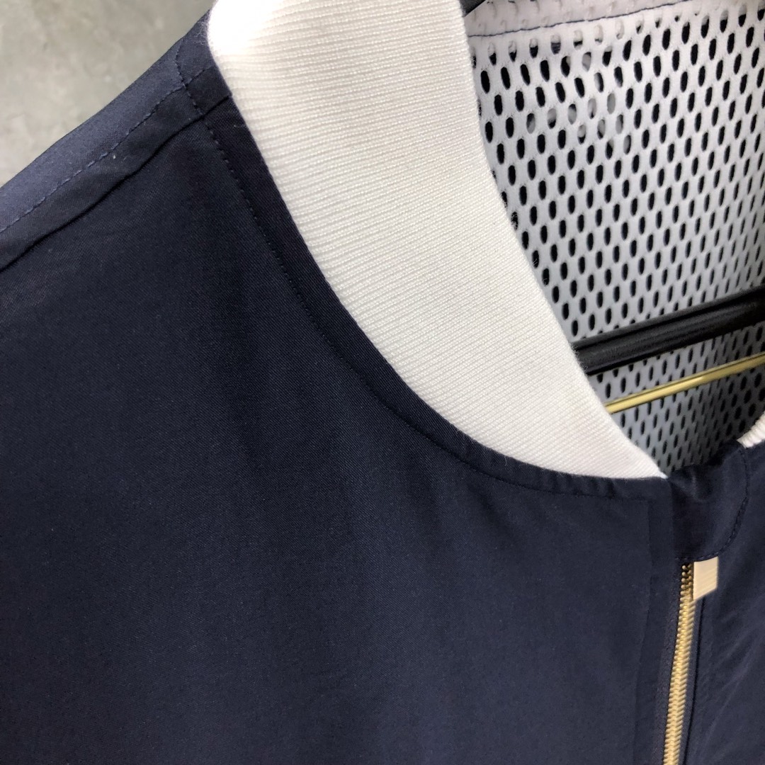 THOM BROWNE 经典四杠拉链棒球服夹克 外套 长袖 灰色 蓝色