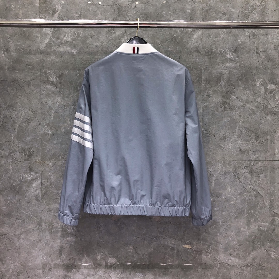 THOM BROWNE 经典四杠拉链棒球服夹克 外套 长袖 灰色 蓝色